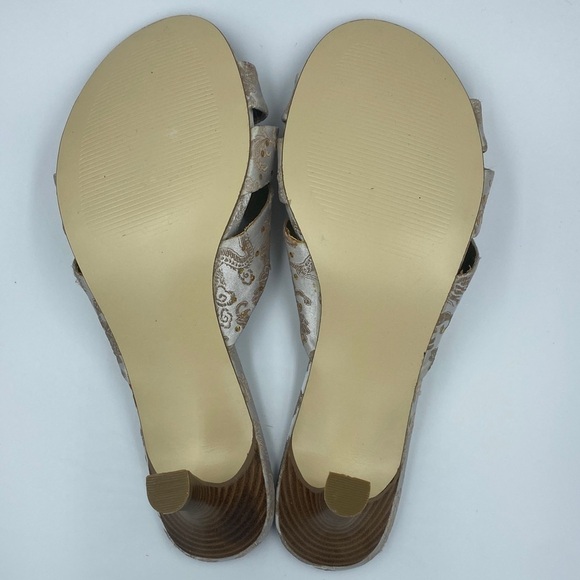 Steve MADDEN P-Kiss Champagne Sparkling Brocade Slide Leather Sandals Size 8.5 - Picture 7 of 13